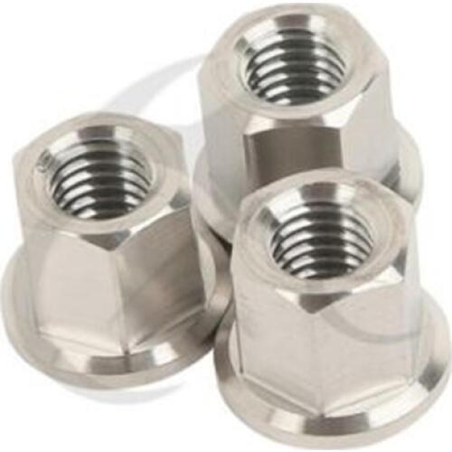 8mm M8 x P1.25-6H Titanium Exhaust Manifold Flange Locking Nuts 12mm Hex 3pcs Motorcycle