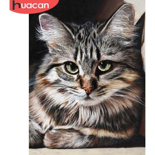 HUACAN Diamond Embroidery Cross Stitch Cat Home Decor 5d Diy Diamond Painting Mosaic Animal Wall Stickers