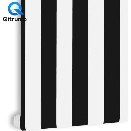 White and Black Vinyl Wall Stickers Simple Life Modern Home Decor Stripe Wallpaper Waterproof Film for Living Room TV Background