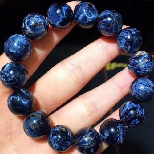 Genuine Natural Blue Pietersite Big Round Beads Bracelet 14mm Women Men Powerful Stretch Crystal Bracelet AAAA
