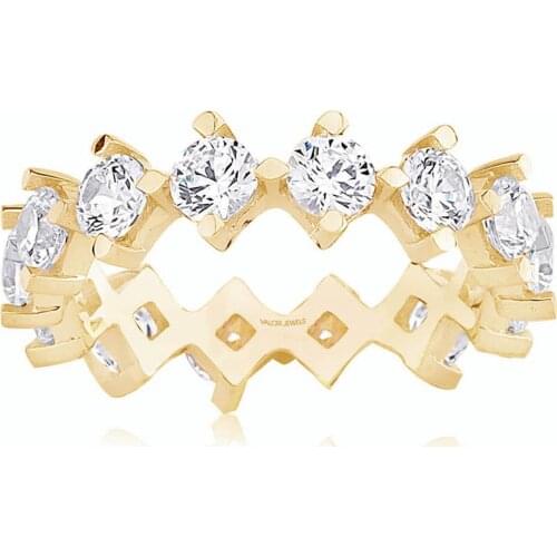 Valori Jewels 2.8 Carat, Zirconia White Round Gemstone, Gold Plated, Eternity Ring