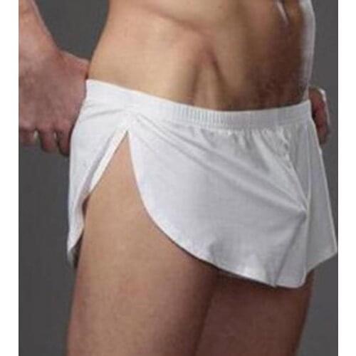 Hot Mens Underwear Boxer Shorts Classic Male Underpants Sexy Pants Round Three-point Pants Home Silky Mens Shorts