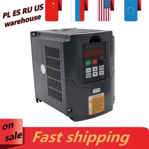 AC Inverter VFD 1500W 1.5KW 2200W 2.2KW speed controller single phase input 110v 220v 380v 3 phase output for spindle motor