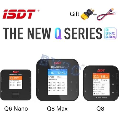 ISDT Q8 500W 20A 2-8S / Q8 MAX 1000W / Q6 Nano 200W 9A 1-6S Lipo Battery Balance Charger for Lilon LiPo LiHV NiMH Pb RC Models