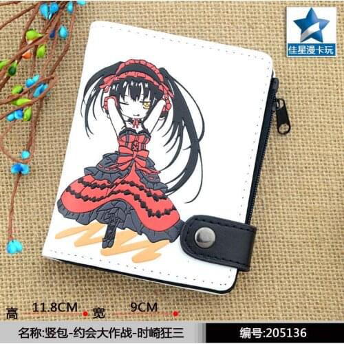 Tokisaki Kurumi Short Card Holder Wallet of Anime Date A Live High Quality Leather Purse for Women Men