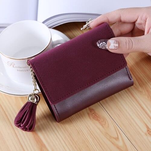 2021 Tassel Women Wallet Small Cute Wallet Women Short Leather Women Wallets Zipper Coin Purses Female Purse Clutch Card Holder