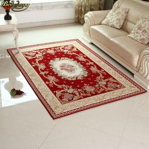 Beibehang mats Luxury European Court Style Jacquard Carpet Jacquard Double Yarn Bedroom Carpet Living Room Carpet floor mat