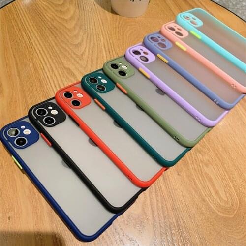 Matte Candy Phone Case For iPhone 12 11Pro Max XR X XS Camera Protection 8 7 Plus SE 2020 Shockproof Soft Frame Hard PC Cover