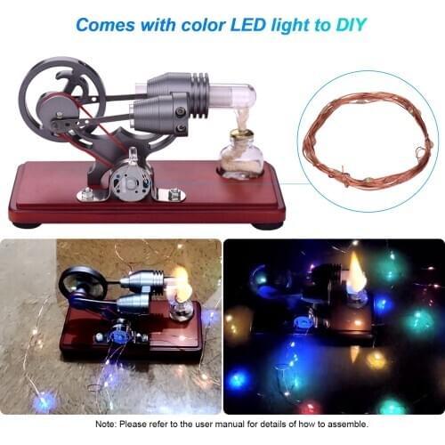 Aibecy Motor Model Dollar Toy Electricity Retro Style Hot Air Stirling Engine Generator LED Light String DIY forTeacher Student