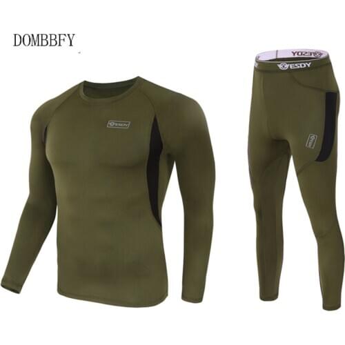 Mens Winter Tactical Thermal Underwear Sets Stretch Compression Fleece Sweat Quick Dry Cycling Thermo Long Johns Male Clothing