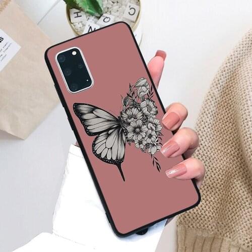 For Samsung Galaxy S h a w n butterfly Soft TPU Black Border Samsung Galaxy Case
