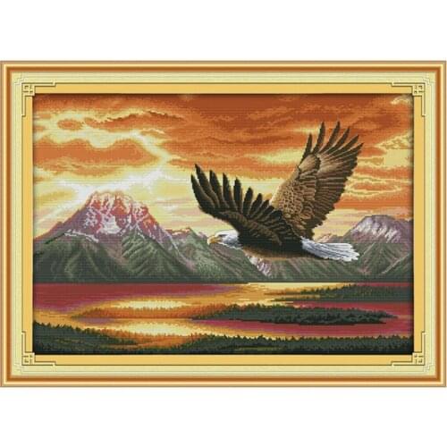 The Flying Eagle Cross Stitch Patterns Embroidery Kits 14CT 11CT DIY Pre-Printed Fabrics Knitting Handmade Craft Home Decor Gift