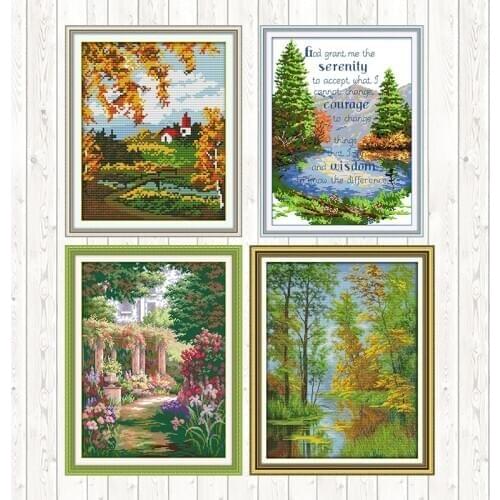 Romantic Backyard Garden Scenery Series Cross Stitch Patterns 14CT 11CT Counted Printed Canvas Embroidery Kit DIY Needlework Set