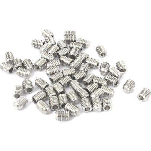 ABSF M3x4mm Stainless Steel Hex Socket Set Cap Point Grub Screws 50pcs