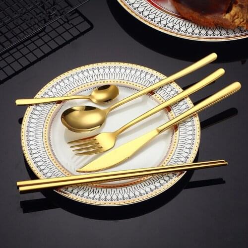 304 Stainless Steel Household Cutlery Set Western Tableware Dinnerware Steak Knife Fork Spoons Teaspoon Kitchen Utensils