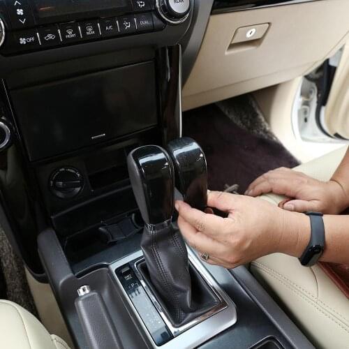 Black wood grain ABS Plastic Stickers Car Center Gear Shift Head Cover Trim for Toyota Overbearing 2014-2017 Models Accessories