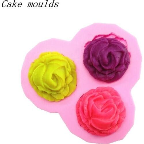 Wholesale Silicone mold K094 3D rose shape resin flower mold Decoration Fondant cake mold