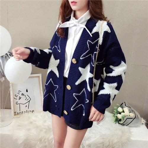 Autumn and winter fashion loose knit jacket women 2021 new foreign style v-neck long-sleeved sweater cardigan women