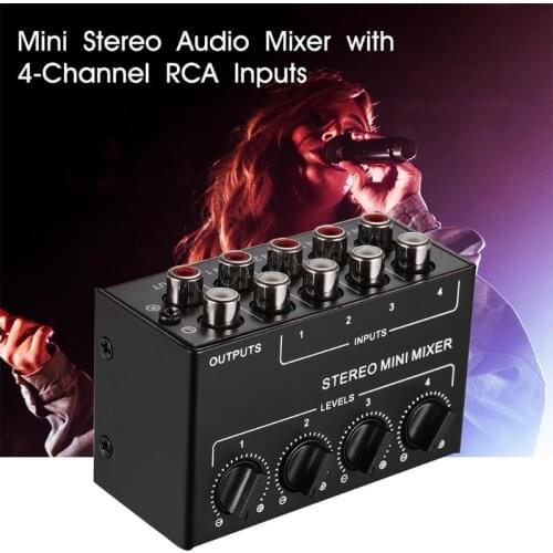 CX400 Mini Passive Stereo Mixer Rca 4-Channel Passive Mixer Small Mixer Mixer Stereo Dispenser for Live Studi-o