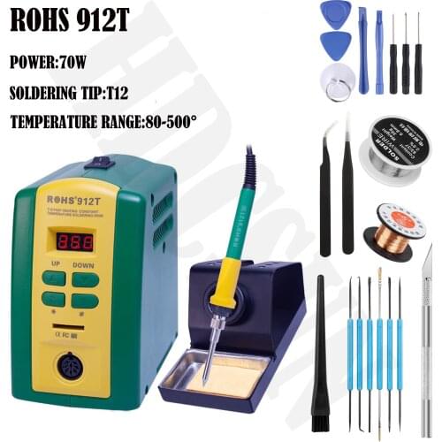 CXG ROHS 912T Lead-free solder station Constant temperature adjustment solder iron 70W T12 solder iron tips smart sleep EU/US
