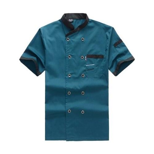 Chef Workwear Short Sleeve Summer Hotel Restaurant Restaurant Chef Short Sleeve Breathable Thin Kitchen Workwear Men and Women