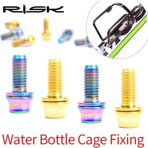 RISK 2pcs/lot M5*12mm Titanium Bicycle Bottle Holder Bolt Cycling Bike Water Bottle Cage Screw for MTB Road Bike With Washer