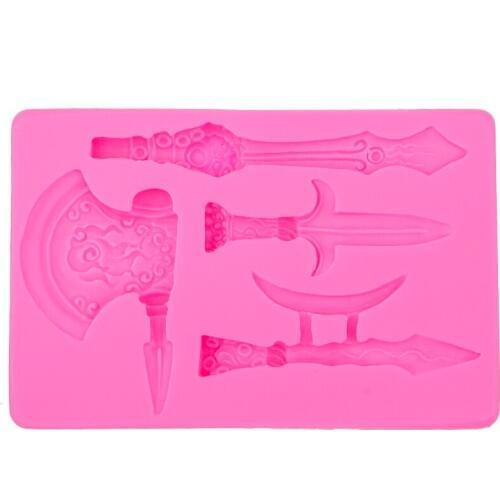 Sword axe 3D Reverse sugar molding fondant cake silicone mold for polymer clay molds chocolate candy making decoration tool 0524