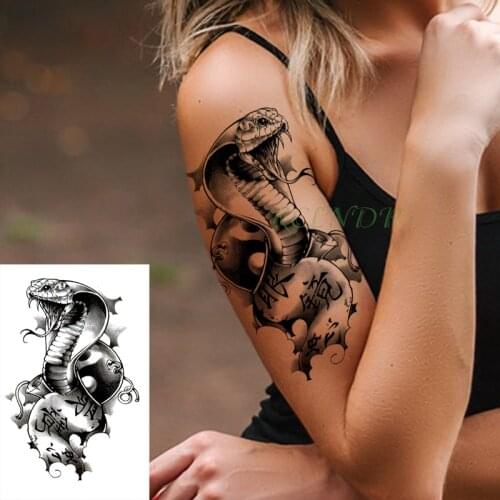 Waterproof Temporary Tattoo Stickers cobra snake animal Fake Tatto Flash Tatoo Body Art tattoos for Girl Women Men kid