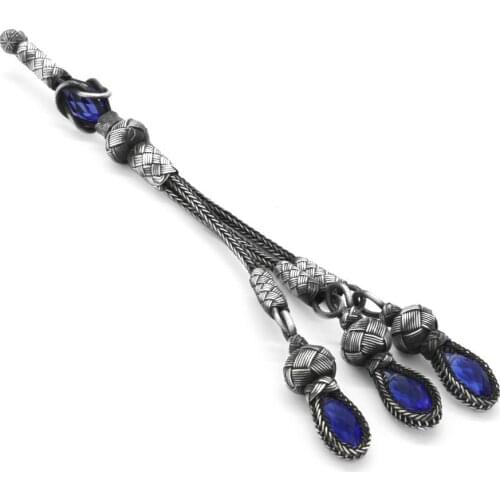 Tesbihane Blue Zircon Stone pcs set 1000 Sterling Silver Kazaz Tassel