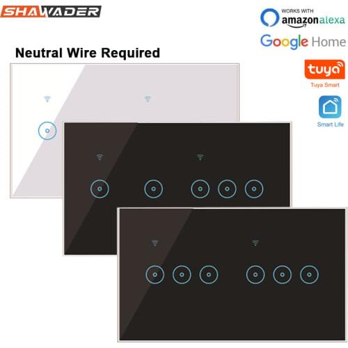 Wifi Smart Wall Light Switch Glass Touch Panel Wireless Interuptor 4/5/6 Gang WirelessRemote Control Tuya Alexa Google Home