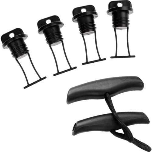2Pcs Universal Kayak Pull T-Handle & 4 Hull Drain Plug for Kayak Canoes Boat