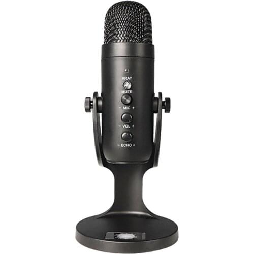 USB Tabletop Desktop Microphone Condenser Mic Computer PC Plug & Play Microphone Headphone for Podcast Recording Live Streaming