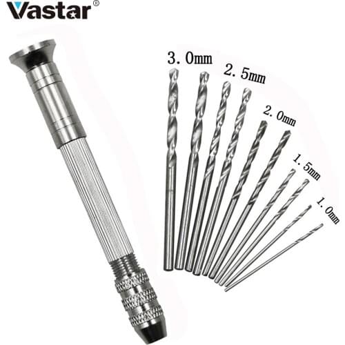 Vastar Hand Drill Jewelry Craft Hand Manual Drill Chuck Mini Hand 10PCS Twist Drill Bits
