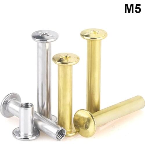 M5 Binding Barrels and Screws Mother Rivet For Leather DIY Tube Photo Album Binding Screw Book Binding Length 5-100mm