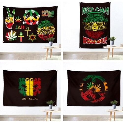Jamaican Reggae Music beat box Shabby chic Rock poster flag banner tapestry cloth painting Mural Bar Cafe Background Decor