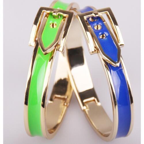 Free shipping enamel charm belt bangle bracelet high quality women cuff bangles Open Jewelry
