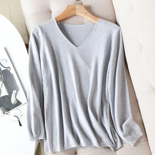 2021 Autumn Winter Sweater Knitted Pullover Women V-Neck Sweater Loose Comfortable And Versatile Long Sleeve Sweater Top