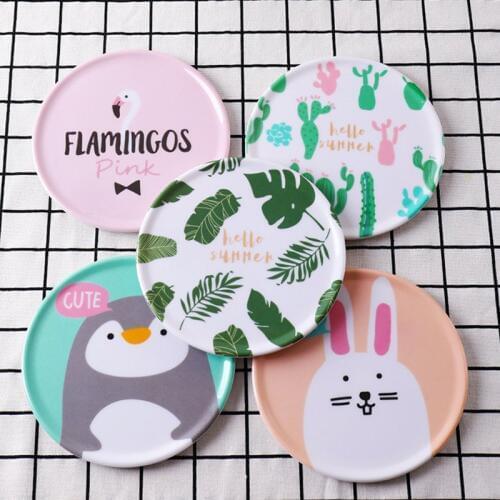 1Pcs INS Style Kitchen Dinning Table Mat Pad Cartoon Round Coffee Drink Coasters Placemat Heat Resistant Cup Mug Mats Tea Pads