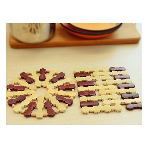 1PC Practical Square/round Bowls Mat Coasters Bamboo Mat Insulation Mat Table Placemat Coaster Kitchen Tools Gadgets LB 259