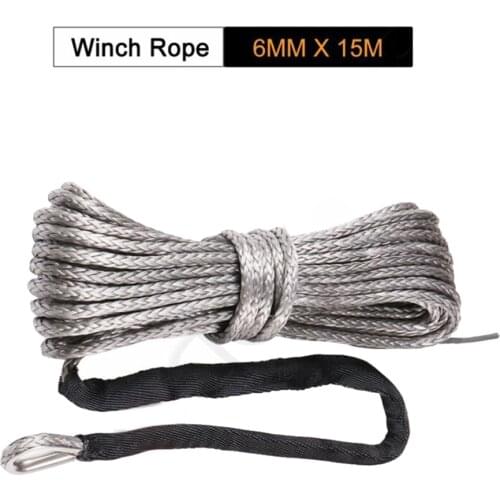 1PC Winch Rope Line Tow Cable 6mmx15m Fit For SUV ATV Off-Road Lightweight Other Vehicle Parts Accessories