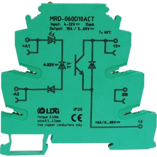 10pcs/lot MRD-060D10ACT Mini PLC Interface Solid State Relay Module Ouput 10A 1-60VDC SSR Voltage Relay DIN Rail with led signal