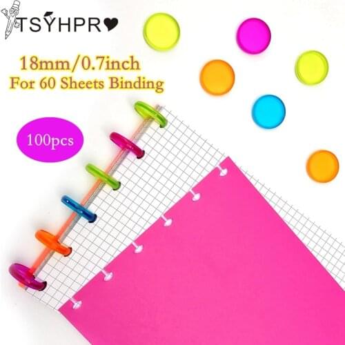 100Pcs 18mm Candy Color Mushroom Hole Disc Binders for Notebooks/Planner Diy Loose Leaf Binding Rings Discbound Discs CX19-004