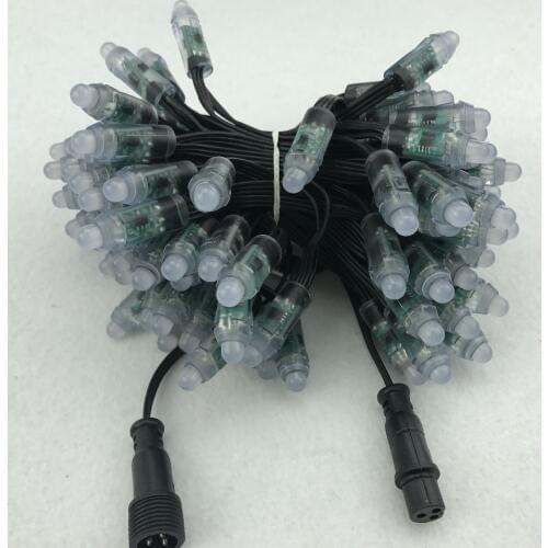 100pcs/set bullet typeDC12V addressable 12mm WS2811 RGB led smart pixel node;all BLACK 18AWG)wire,IP68;with 2m xConnect pigtail