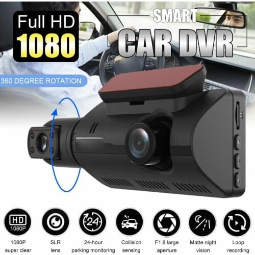 1080P Car Dash Cam Dual Lens Car DVR Dash Cam Video Recorder Front Inside Camera Vehicle Camera 130W Pixel 3.0 Inches Display