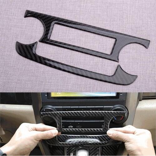 2pcs Car Carbon Fiber Center Console CD Volume Control Button Panel Cover Trim Fit For Honda CR-V 2007-2010 2011 Accessories