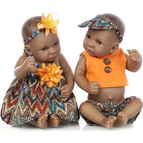 27CM lovely Mini silicone reborn baby dolls /lifelike black reborn babies toddler dolls for children bonecas brinquedos