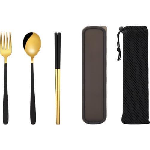 High Quality 3Pcs Portable Chopsticks Fork Spoon Travel Cutlery Set Eating Tool Product selling Household