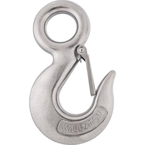304 Stainless Steel American Type Marine Heavy Duty Trigger Round Eye Lifting Snap Hook 2T/2000KG Working Load Limit