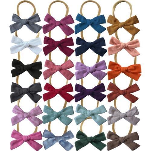 36pc/lot Newborn Cotton Fabric Bows Nylon Headband Girls Nylon Headband Hair Bows Head Band Children Kids Girls Hair Accessories