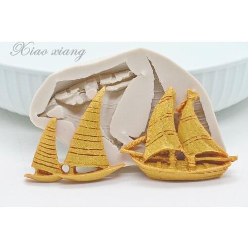 3D Boat Shape Fondant Molds Silicone Ship Cake Molds For Baking DIY Gum Paste Cupcake Chocolate Cake Decorating Tools M2105